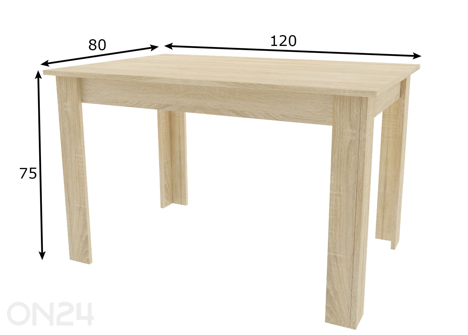 Söögilaud 80x120 cm suurendatud mõõdud