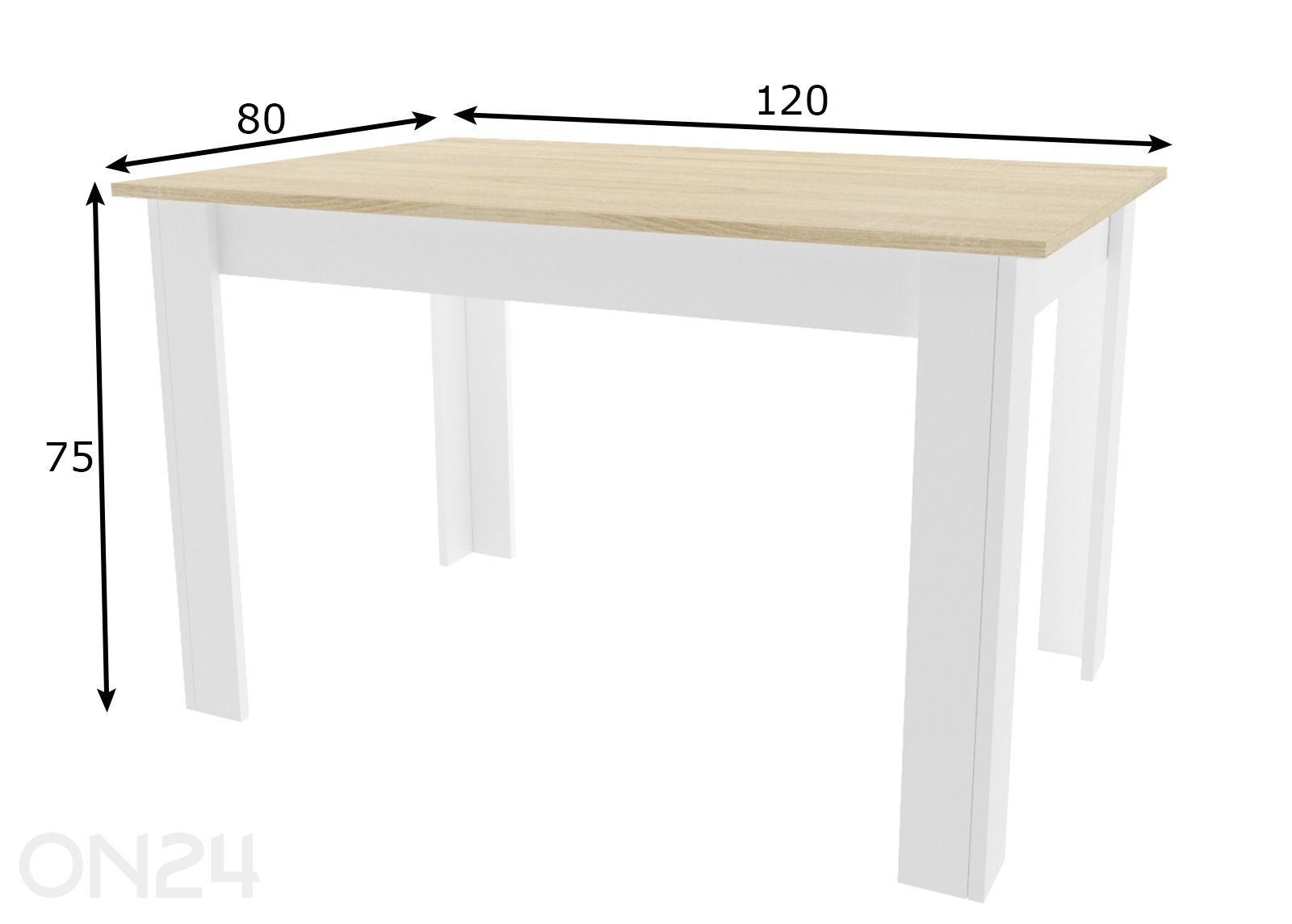 Söögilaud 80x120 cm suurendatud mõõdud