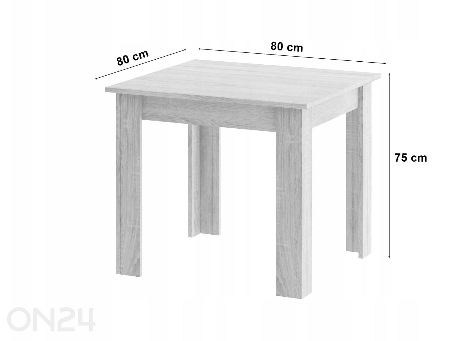 Söögilaud 80x80 cm suurendatud mõõdud