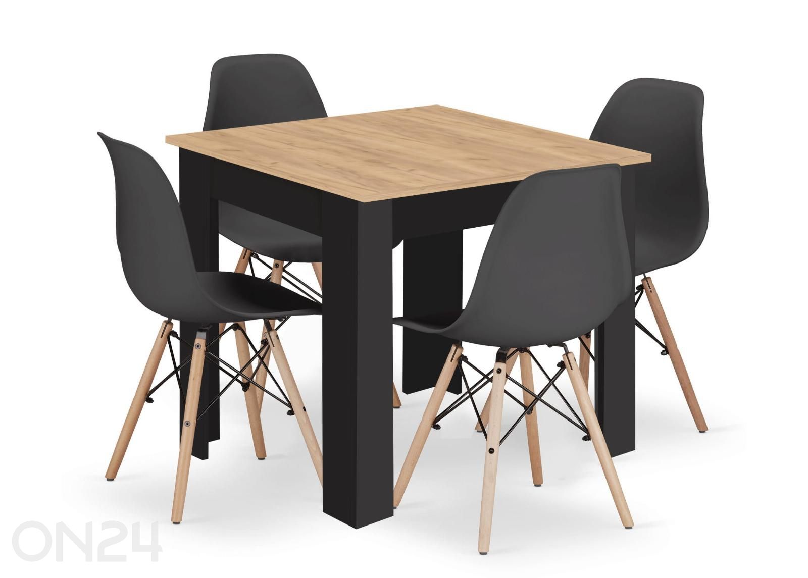 Söögilaud 80x80 cm ja 4 tooli suurendatud