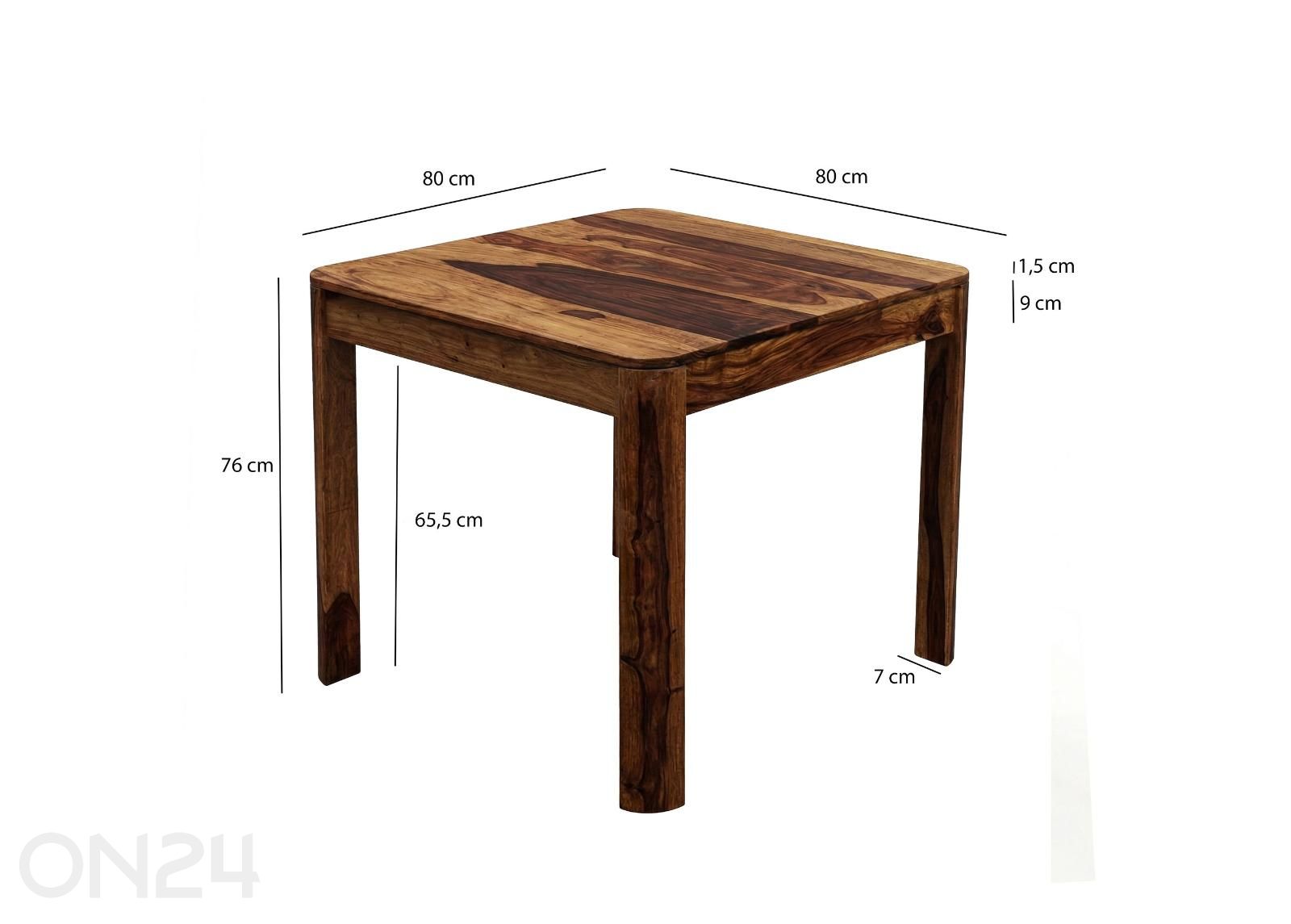 Söögilaud 80x80 cm, tumepruun suurendatud mõõdud