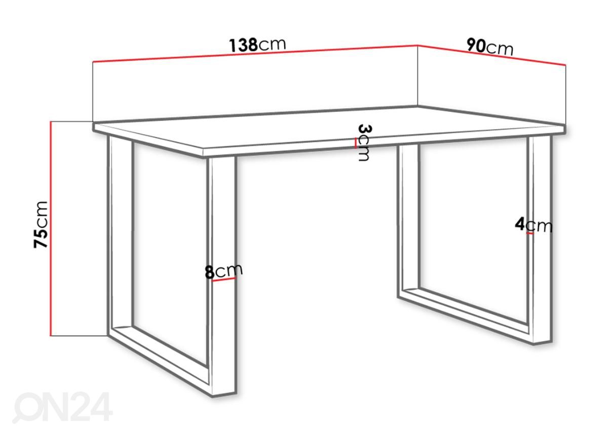 Söögilaud 90x138 cm suurendatud mõõdud