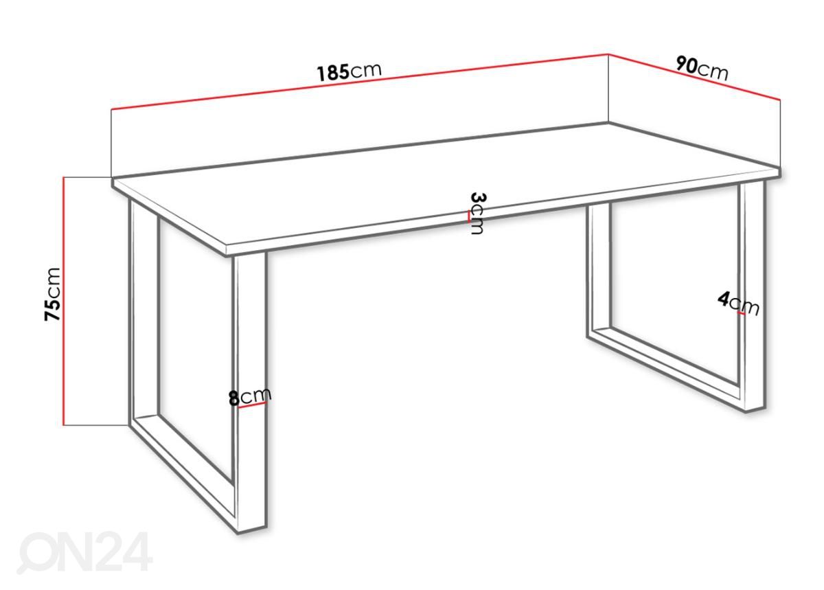 Söögilaud 90x185 cm suurendatud mõõdud
