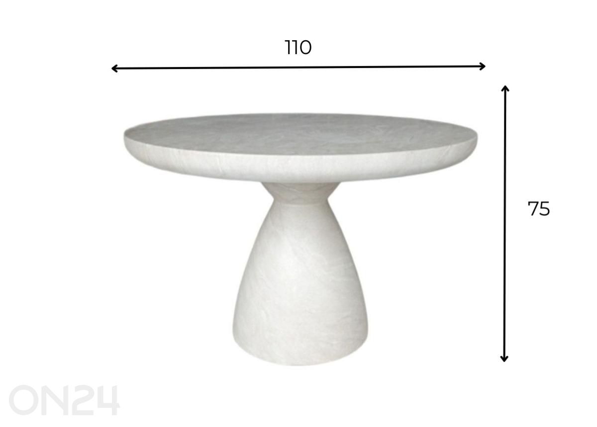 Söögilaud Amanda D110, valge suurendatud mõõdud