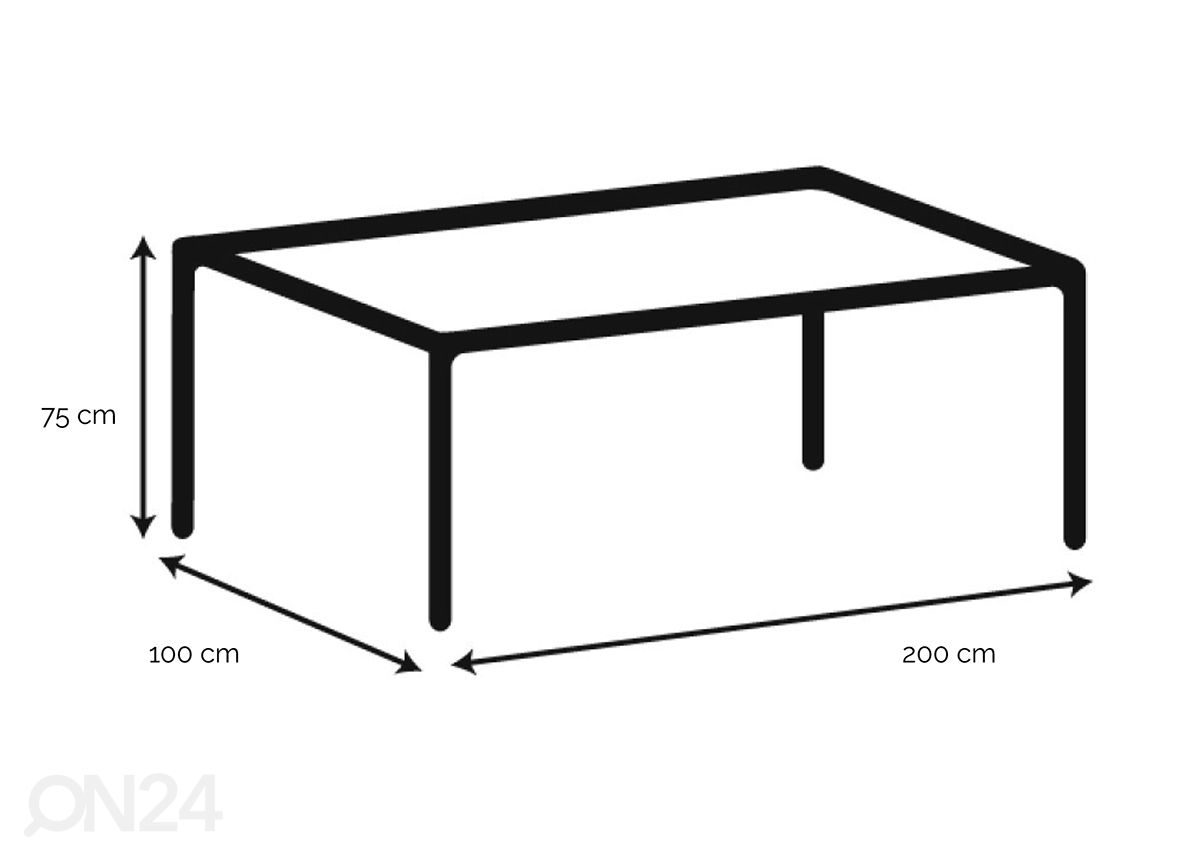 Söögilaud Assens 100x200 cm suurendatud mõõdud