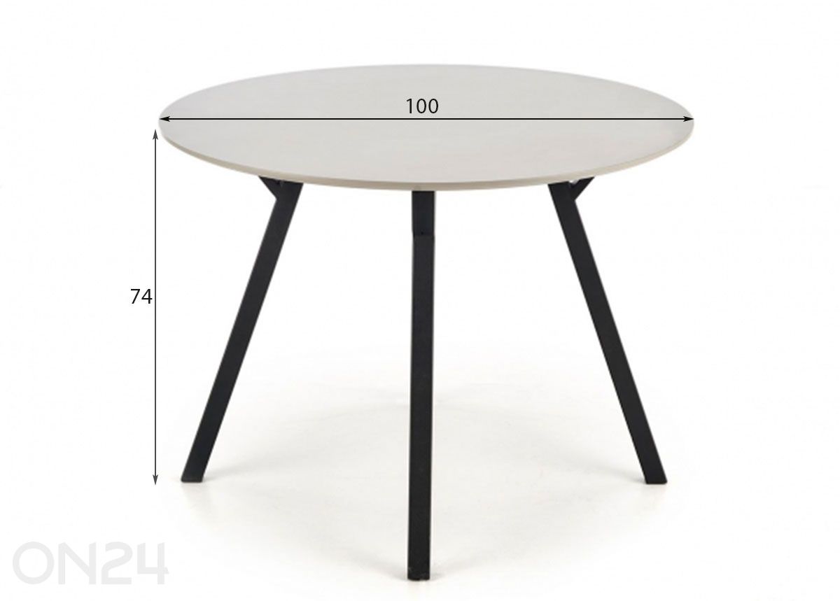 Söögilaud Balrog Ø 100 cm suurendatud mõõdud