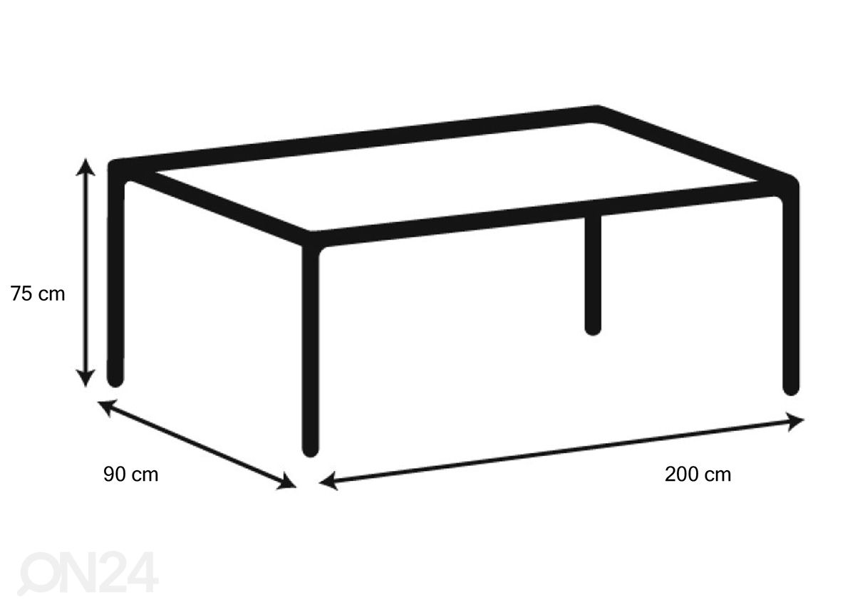 Söögilaud Bergen 90x200 cm suurendatud mõõdud