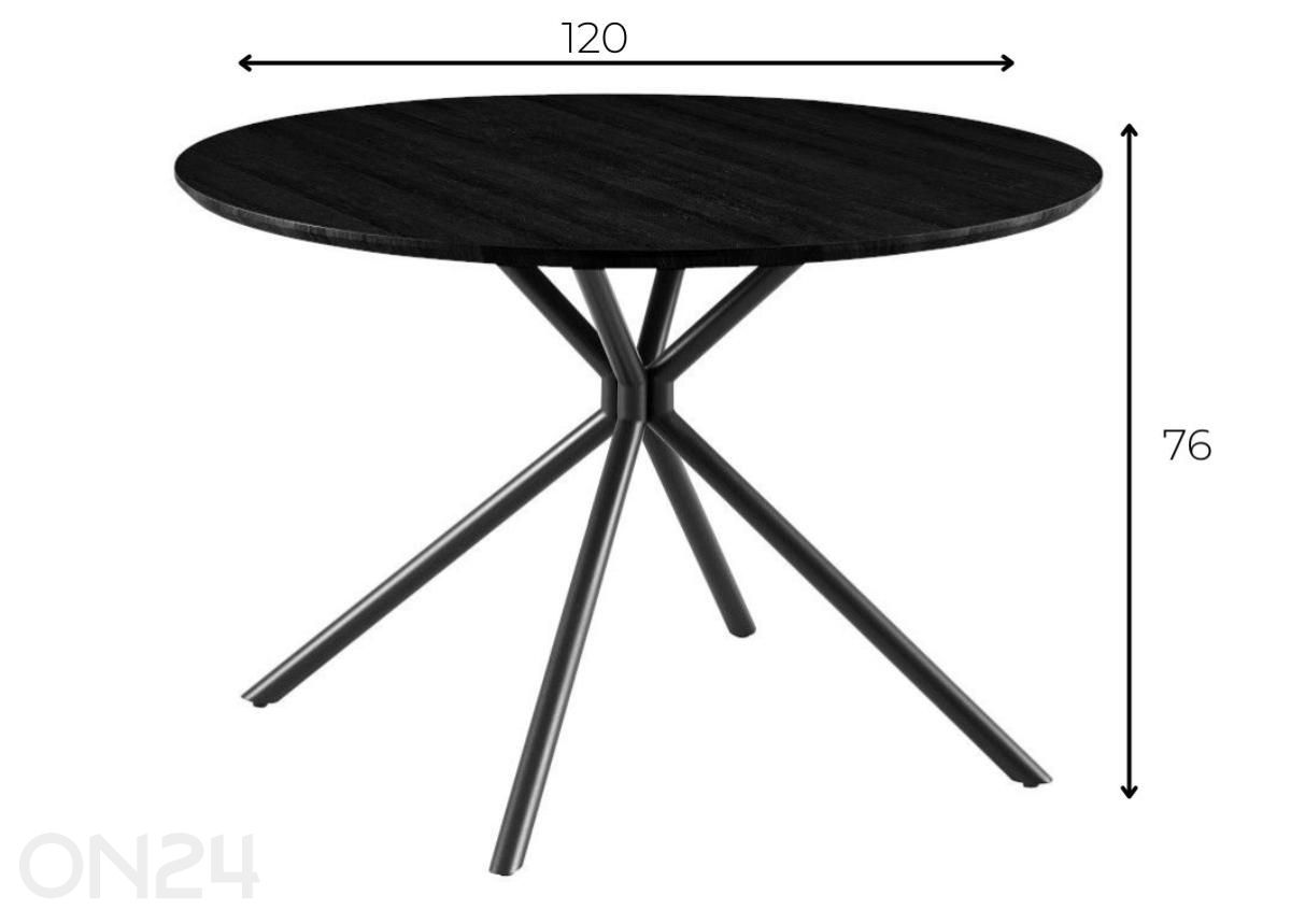 Söögilaud Bevel Ø 120 cm suurendatud mõõdud