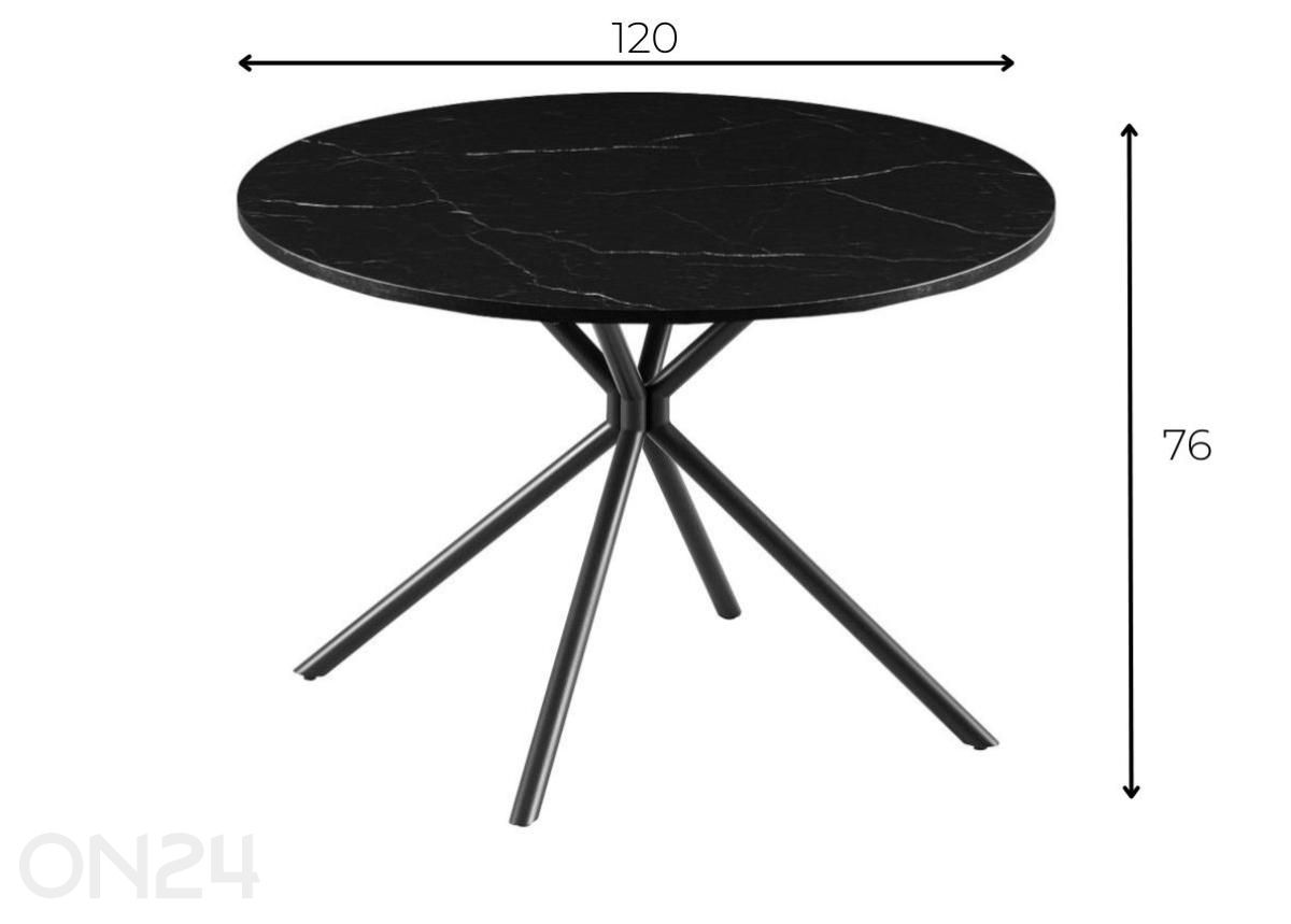 Söögilaud Bevel Ø 120 cm suurendatud mõõdud