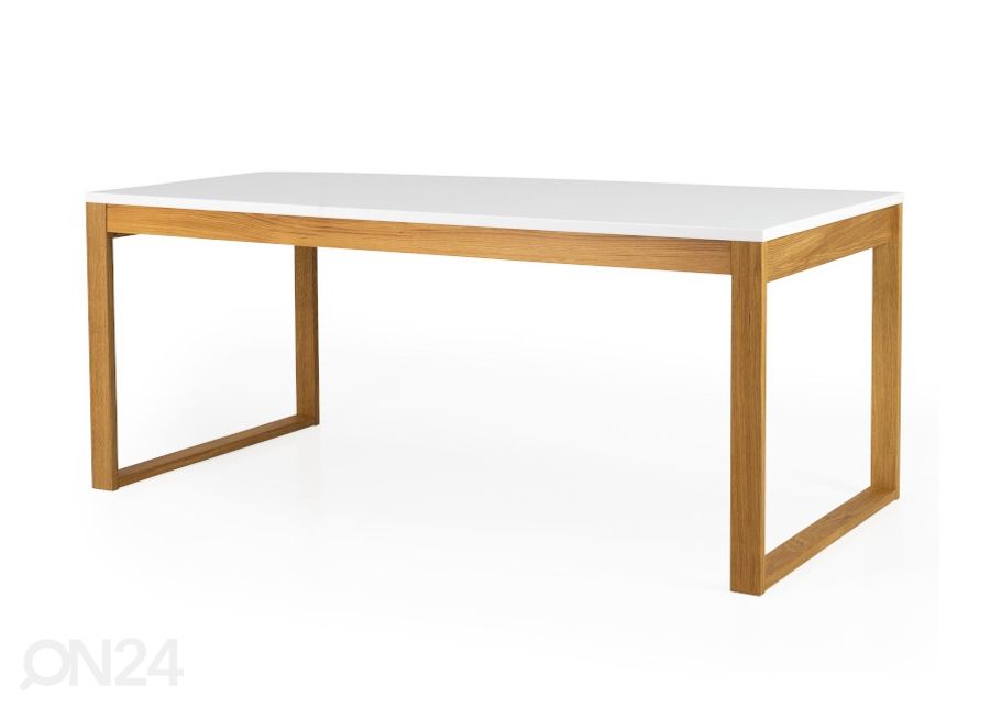 Söögilaud Birka 180x90 cm, valge/tamm suurendatud