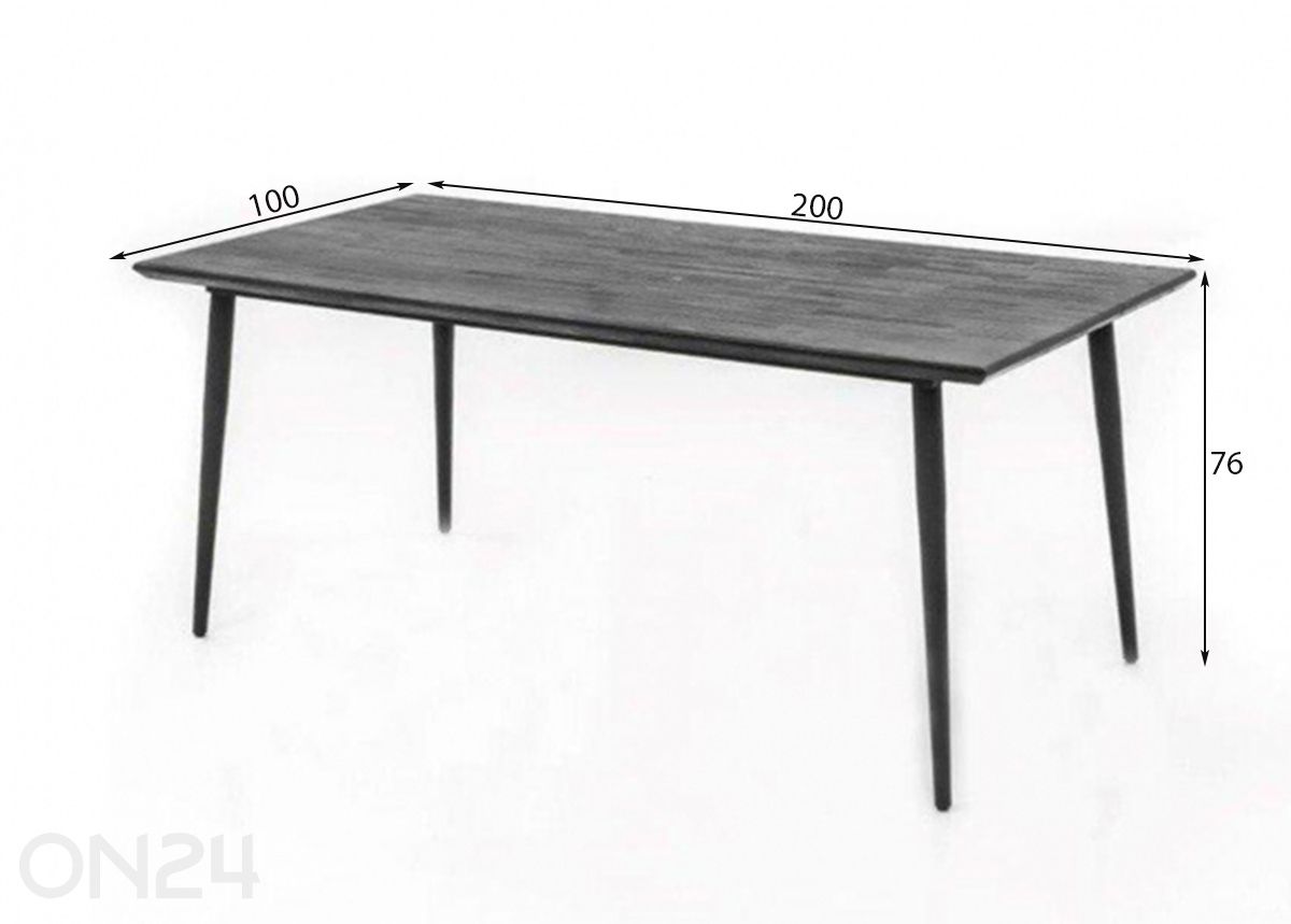 Söögilaud Capella 100x200 cm suurendatud mõõdud