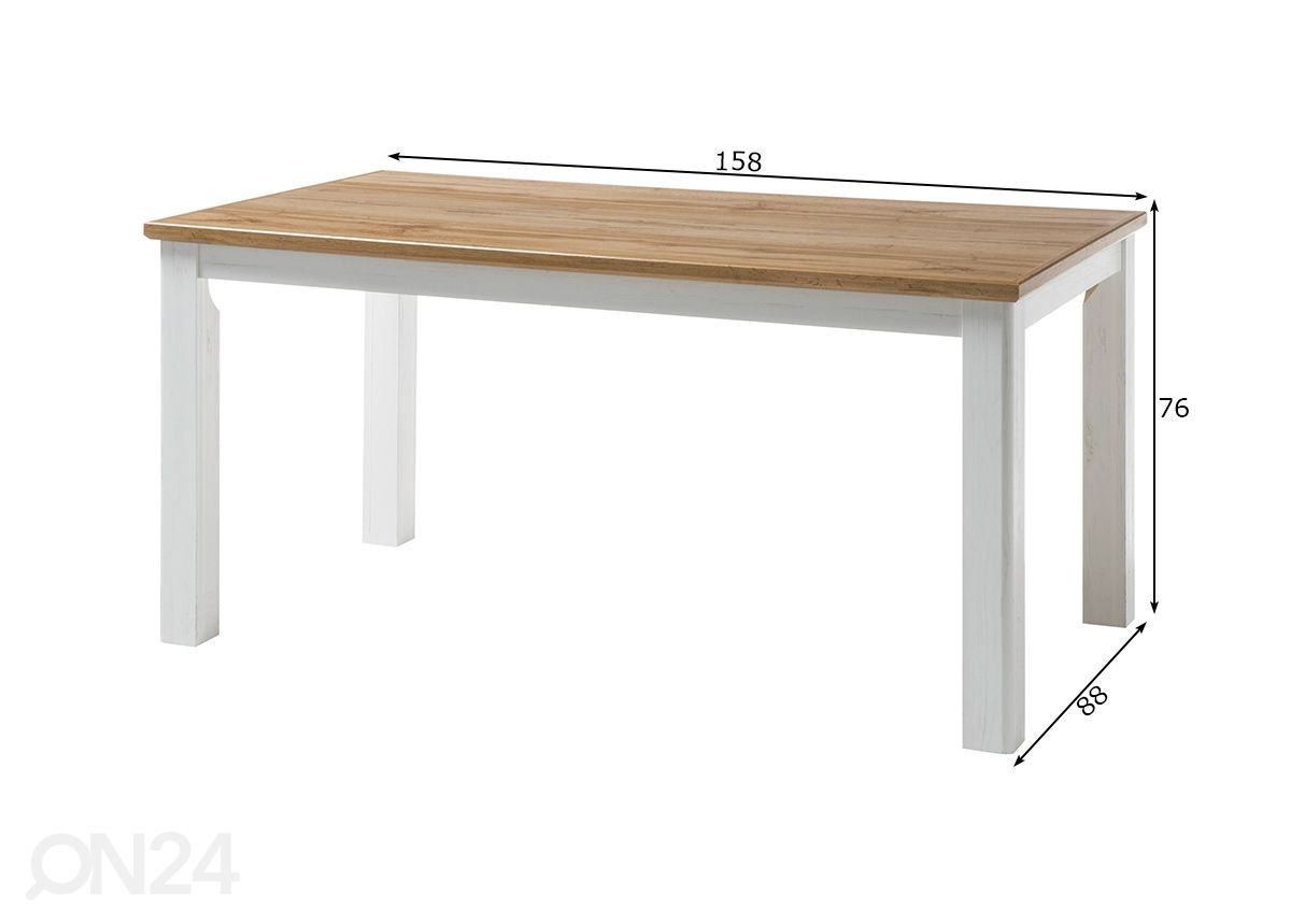 Söögilaud Landhaus 88x158 cm suurendatud