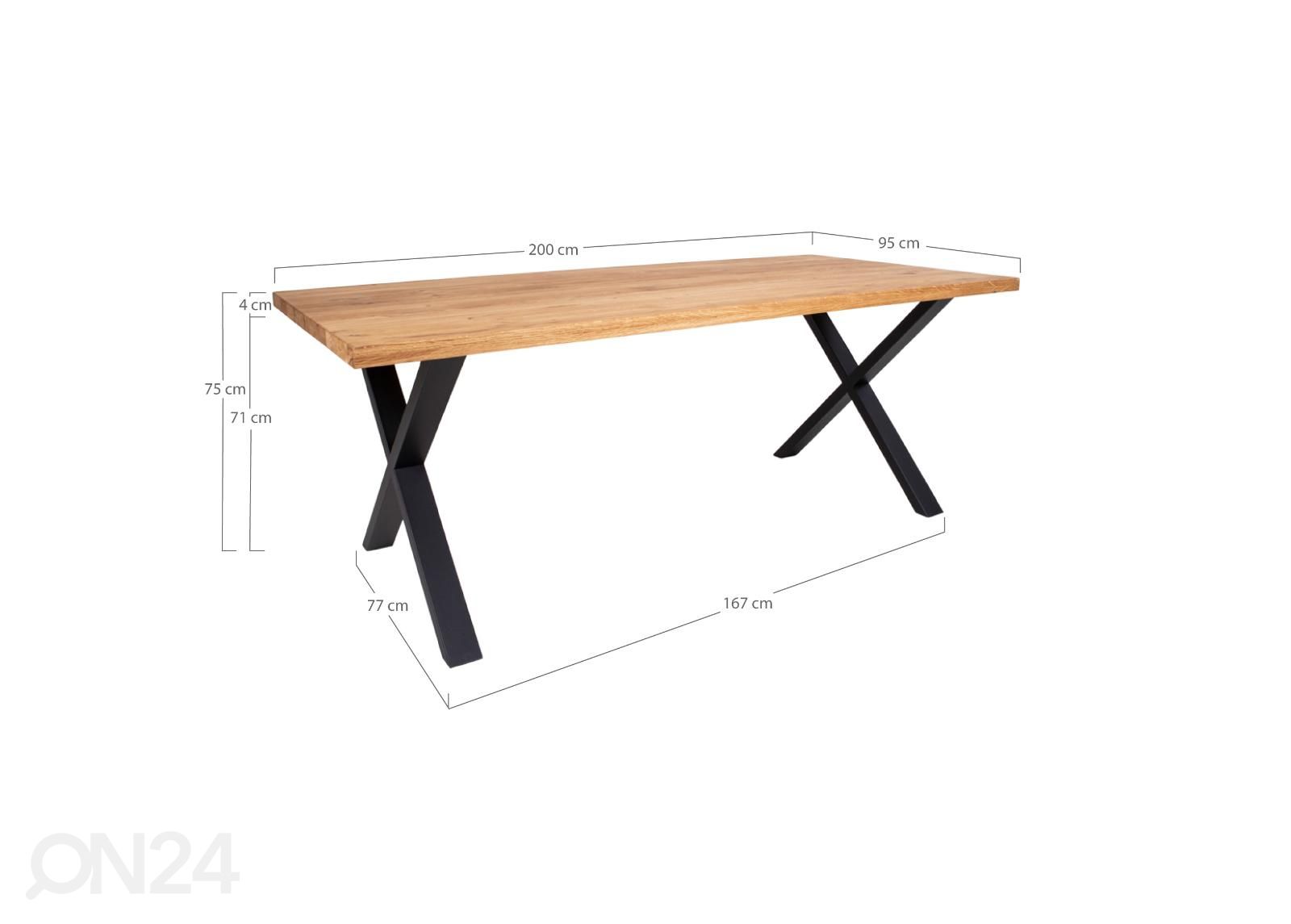 Söögilaud Limoges 95x200 cm suurendatud mõõdud