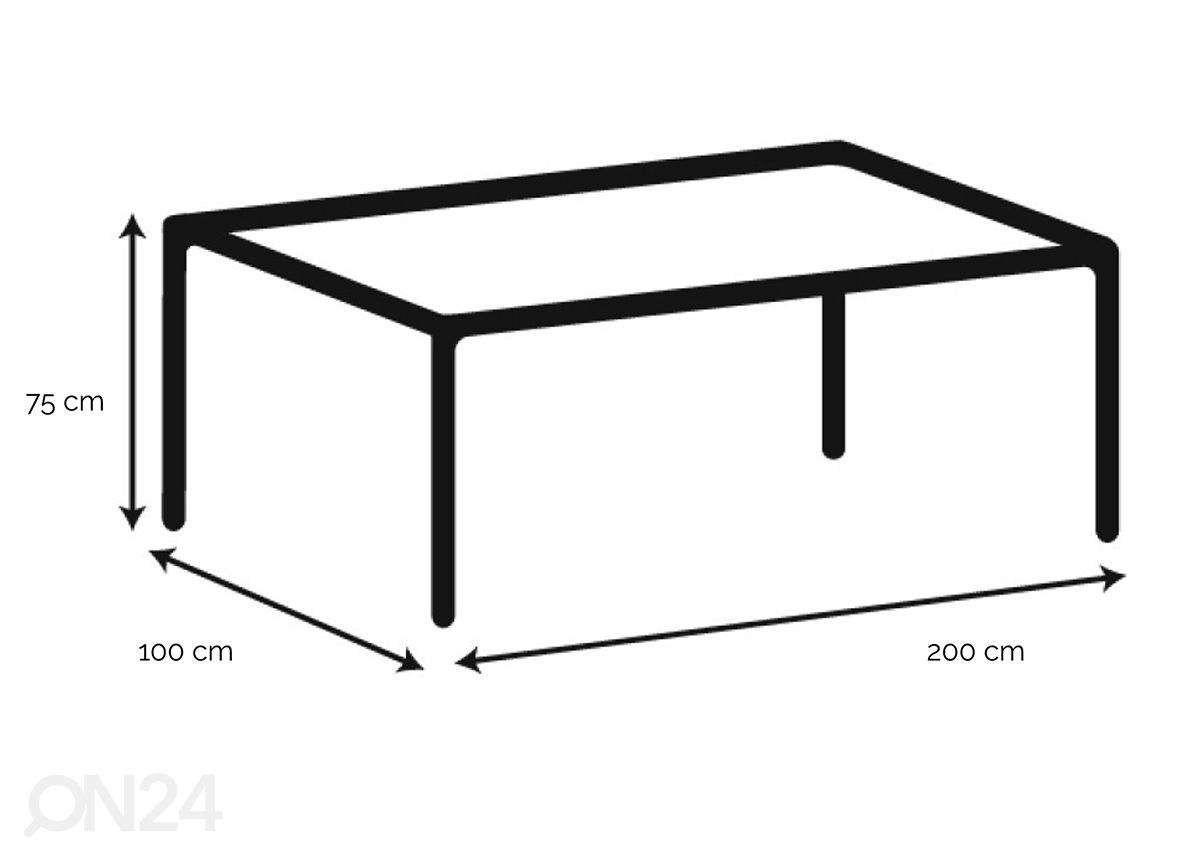 Söögilaud Ludvig 100x200 cm suurendatud mõõdud
