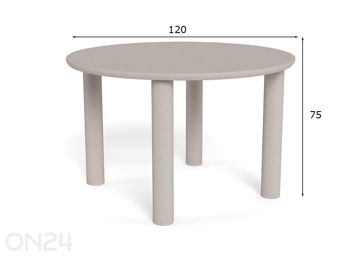 Söögilaud Magee Ø120 cm suurendatud mõõdud