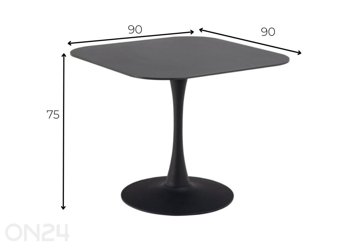 Söögilaud Malvi 90x90 suurendatud mõõdud