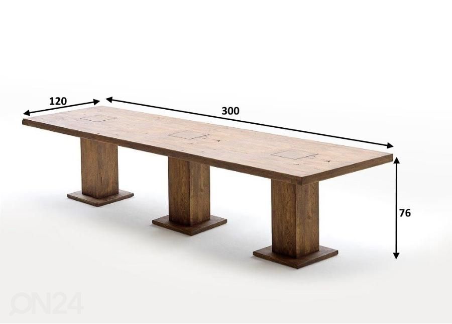Söögilaud Manchester 300x120 cm suurendatud mõõdud
