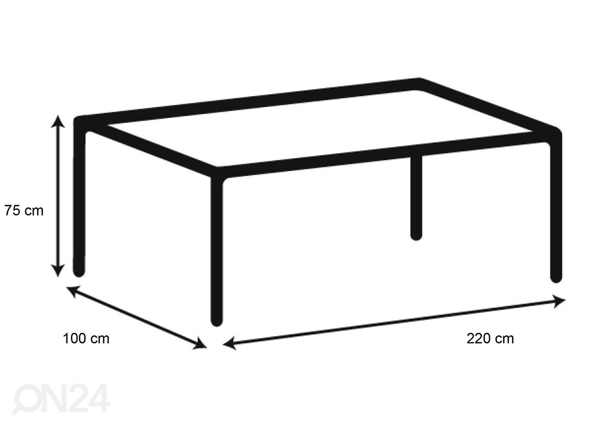 Söögilaud Marta 100x220 cm suurendatud mõõdud