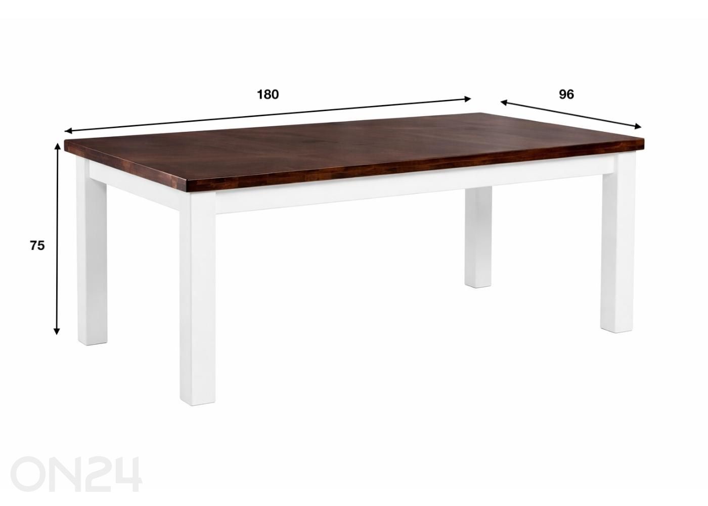 Söögilaud Merje 96x180 cm suurendatud mõõdud