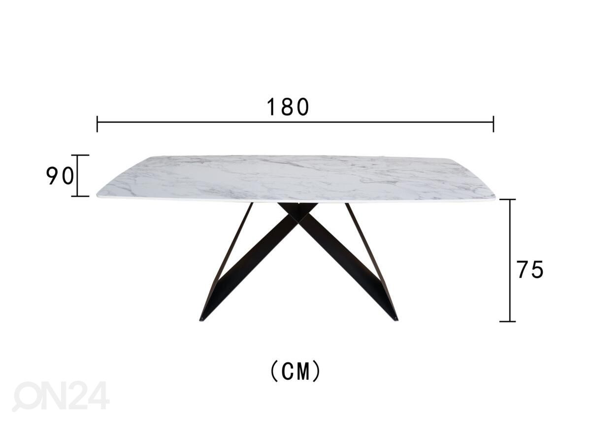 Söögilaud Modig 90x180 cm suurendatud mõõdud