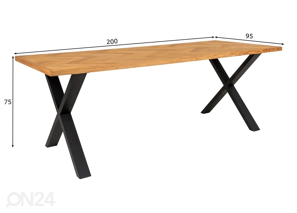 Söögilaud Mulhouse 95x200 cm suurendatud mõõdud