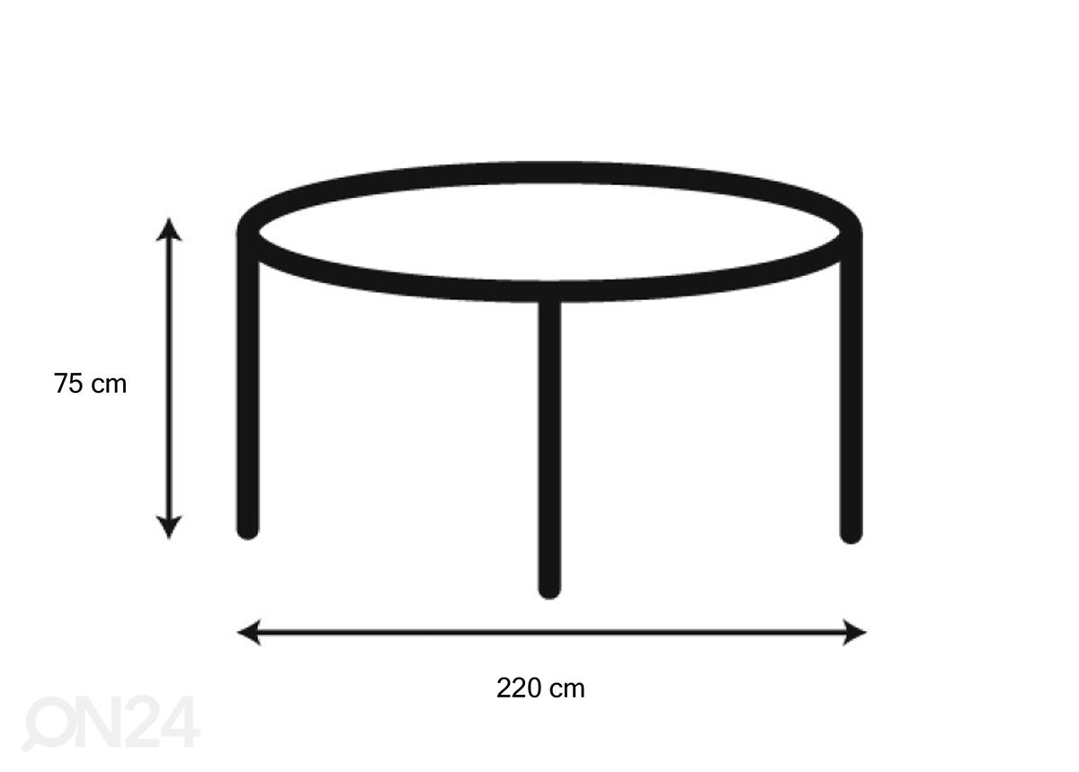 Söögilaud Neva Ø120/220x75 cm suurendatud mõõdud