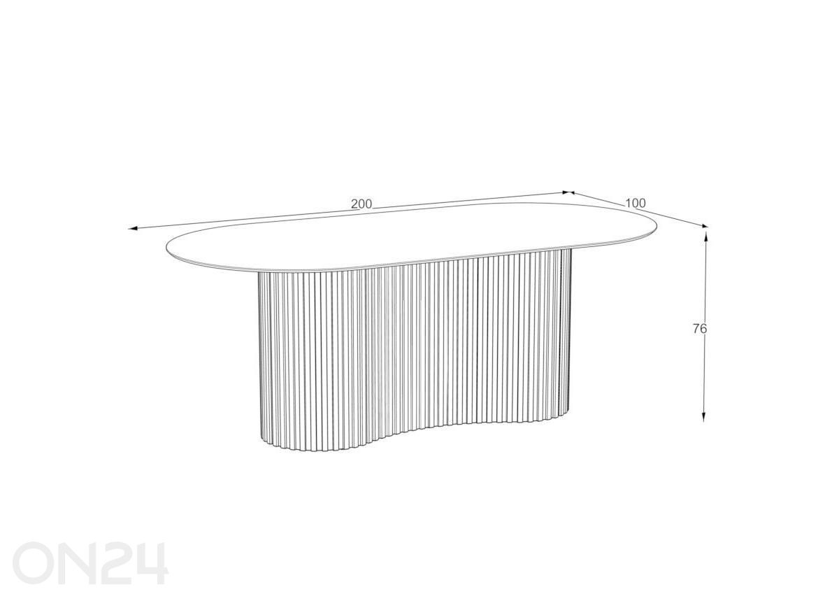 Söögilaud Oscar 100x200 cm suurendatud mõõdud