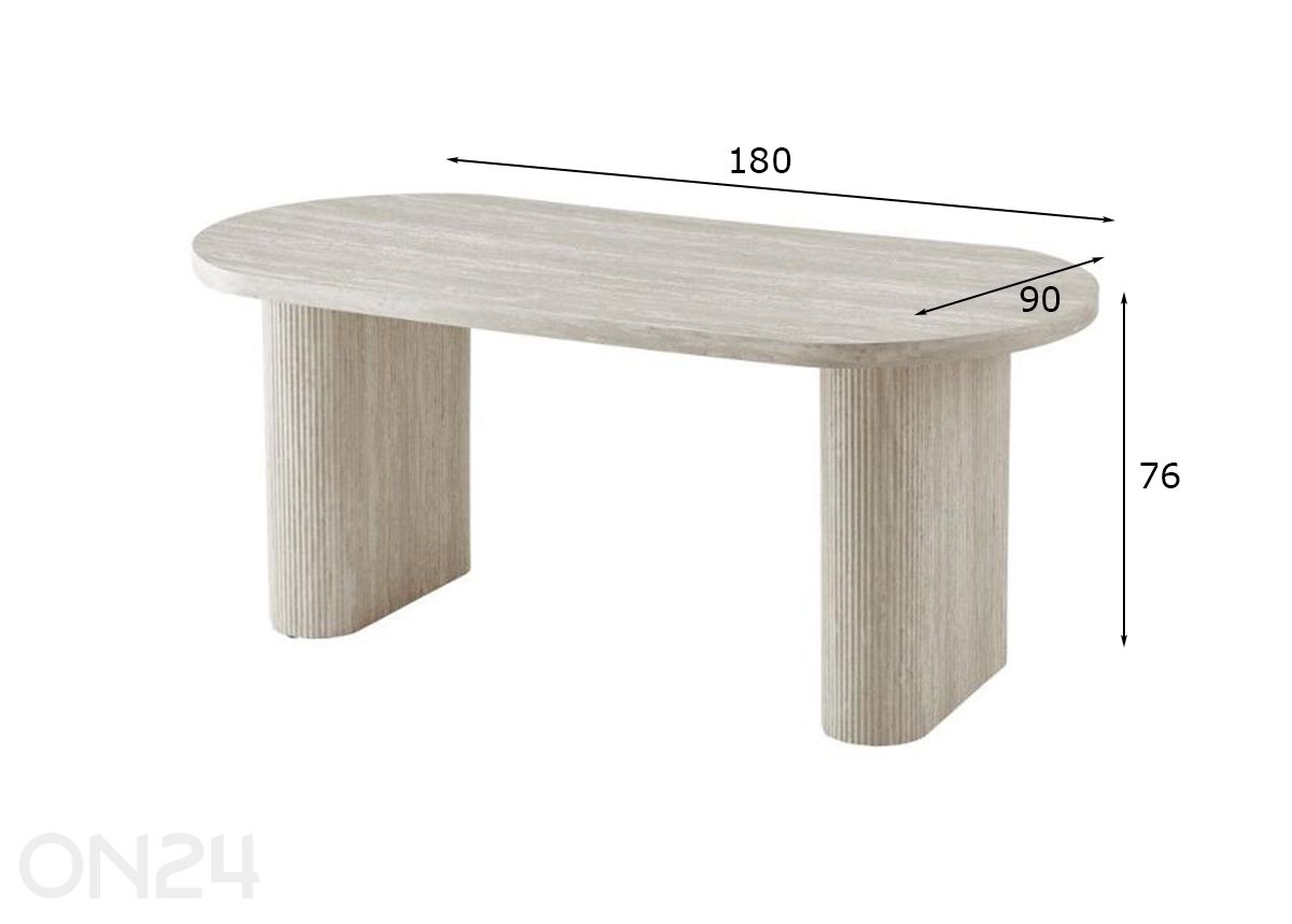 Söögilaud Ribbes 180x90 cm suurendatud mõõdud