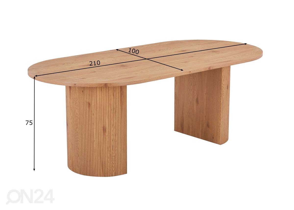 Söögilaud Rize 110x210 cm suurendatud mõõdud