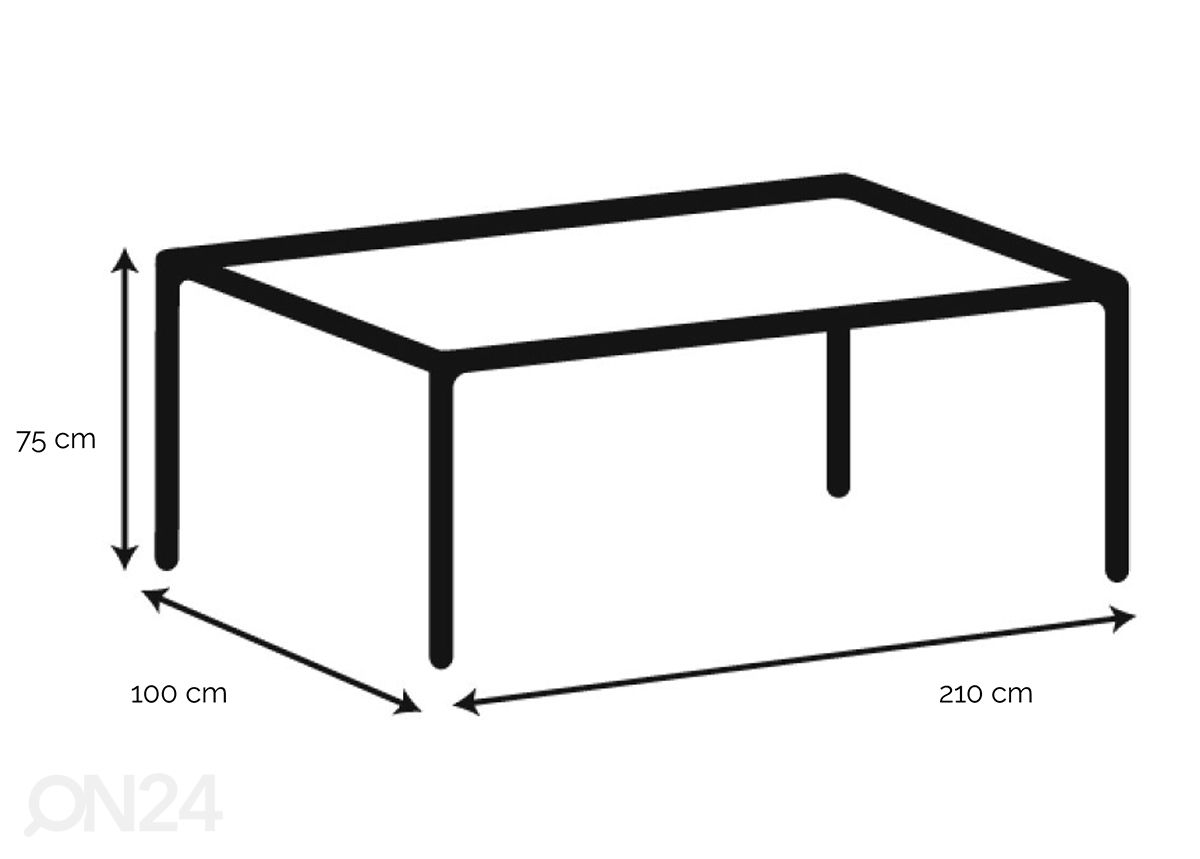 Söögilaud Ronne 100x210 cm suurendatud mõõdud
