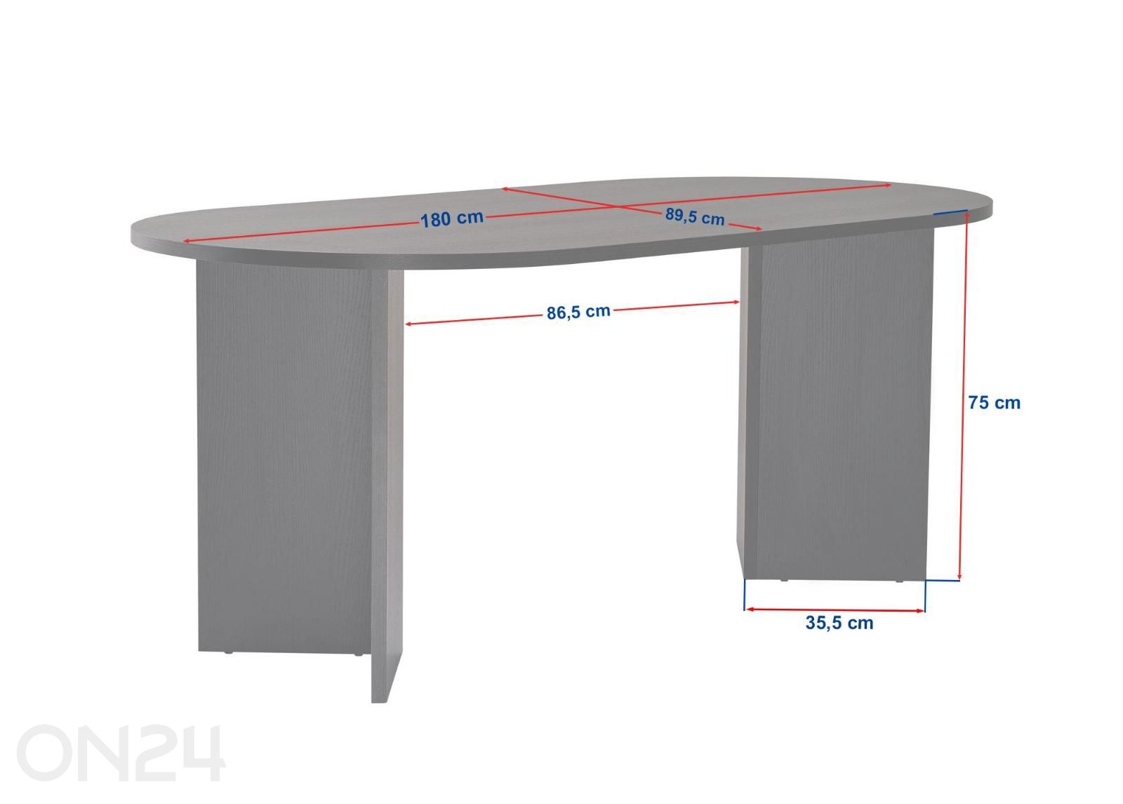 Söögilaud Sablin 89,5x180 cm suurendatud mõõdud