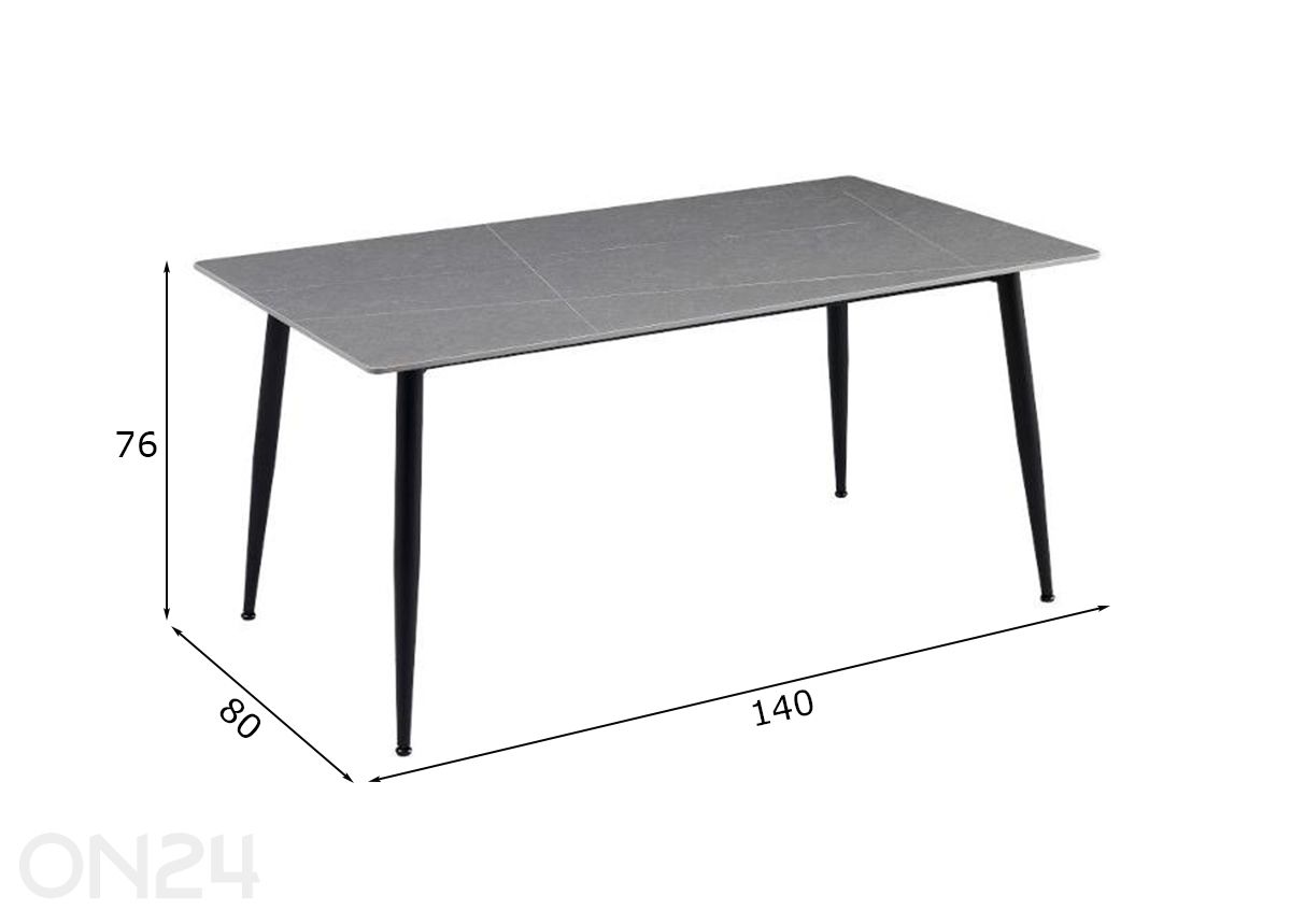 Söögilaud Stones 140x80 cm suurendatud mõõdud