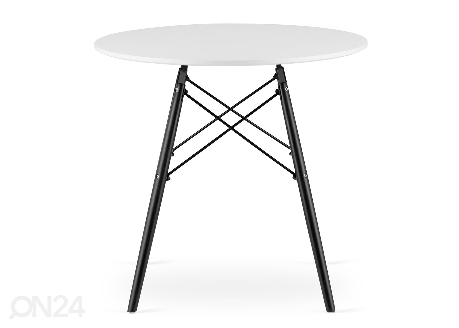 Söögilaud Todi Ø80 cm, valge/must suurendatud