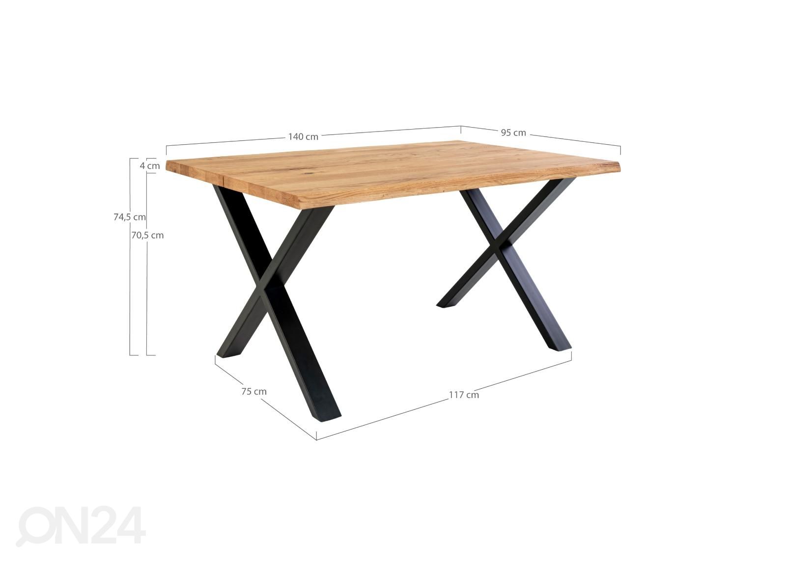 Söögilaud Toulouse 95x140 cm suurendatud mõõdud