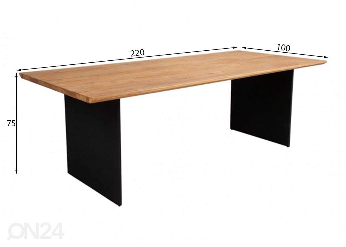 Söögilaud Valencia 100x220 cm suurendatud mõõdud