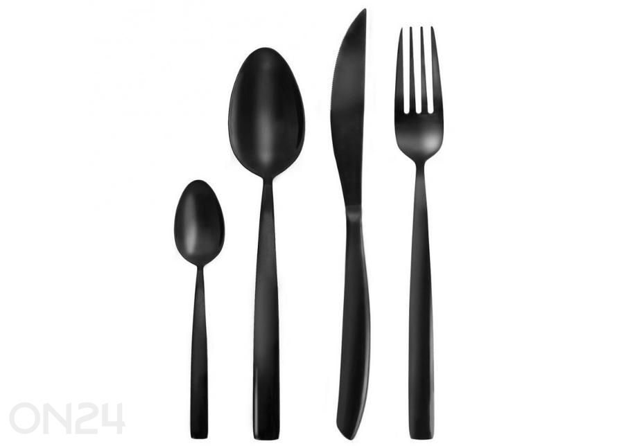 Söögiriistade komplekt, must, 24 osa suurendatud