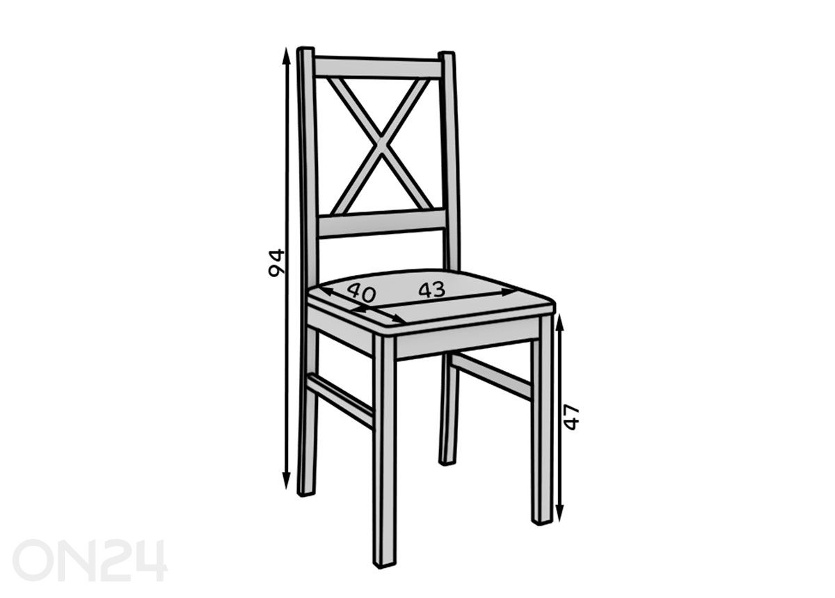 Söögitool Milo X suurendatud mõõdud