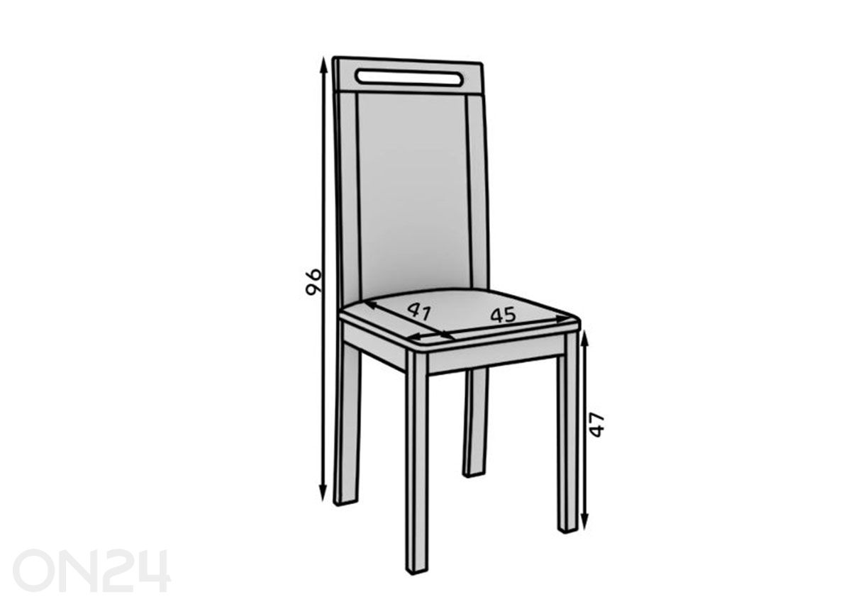 Söögitool Nola VI suurendatud mõõdud