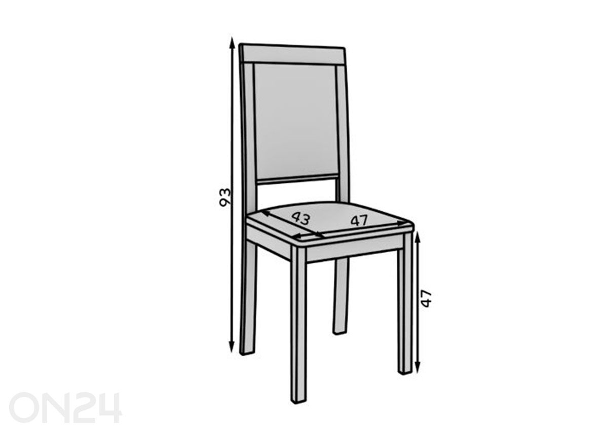 Söögitool Nola XIII suurendatud mõõdud