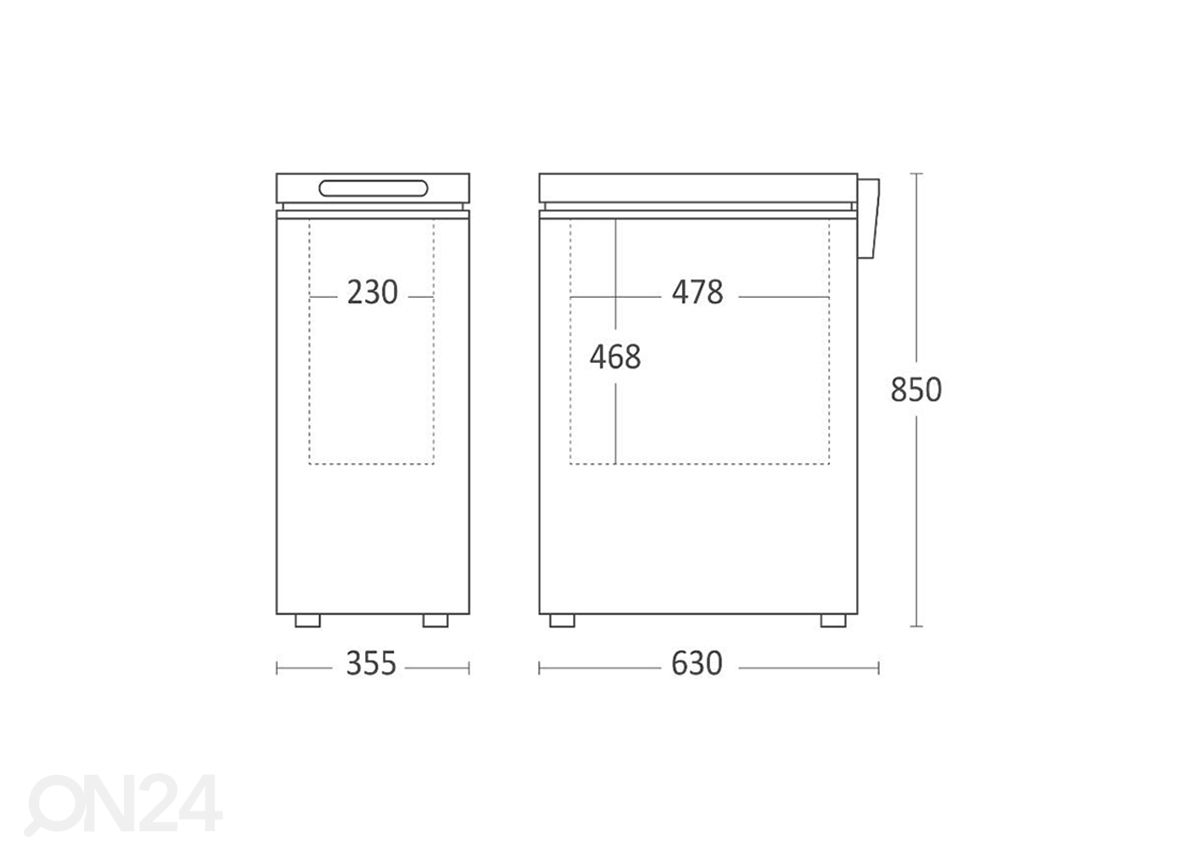 Sügavkülmkirst Scandomestic CF51WE suurendatud mõõdud