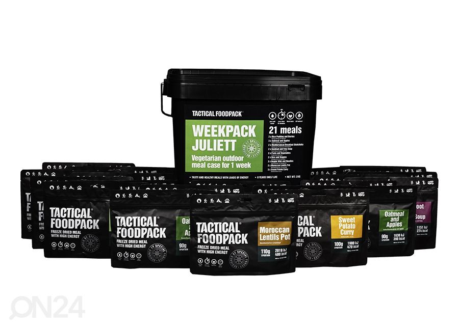 Tactical Foodpack Nädala toiduvarukomplekt lihata Vegan WeekPack Juliett 2010 g suurendatud