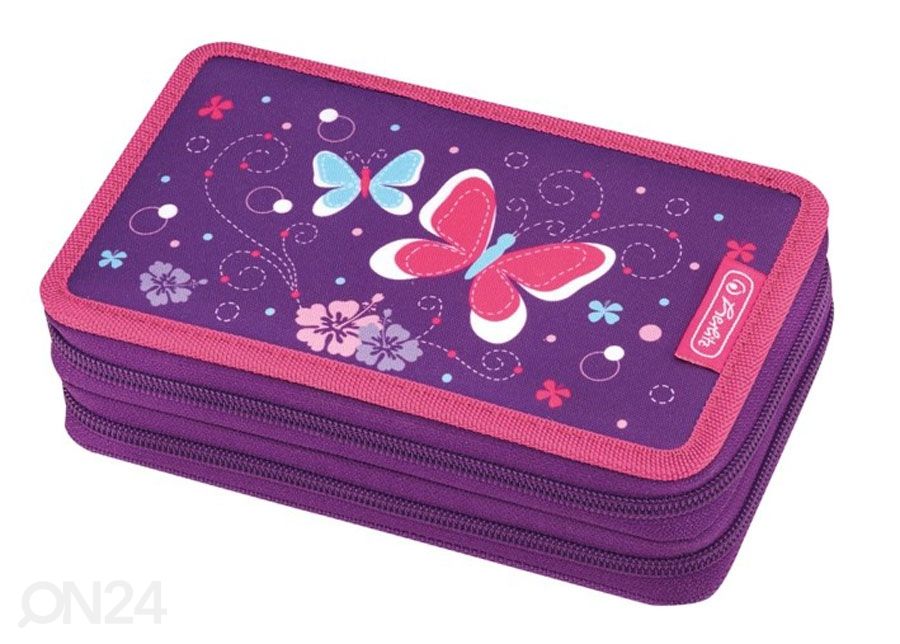 Täidetud pinal Herlitz Purple Butterfly suurendatud