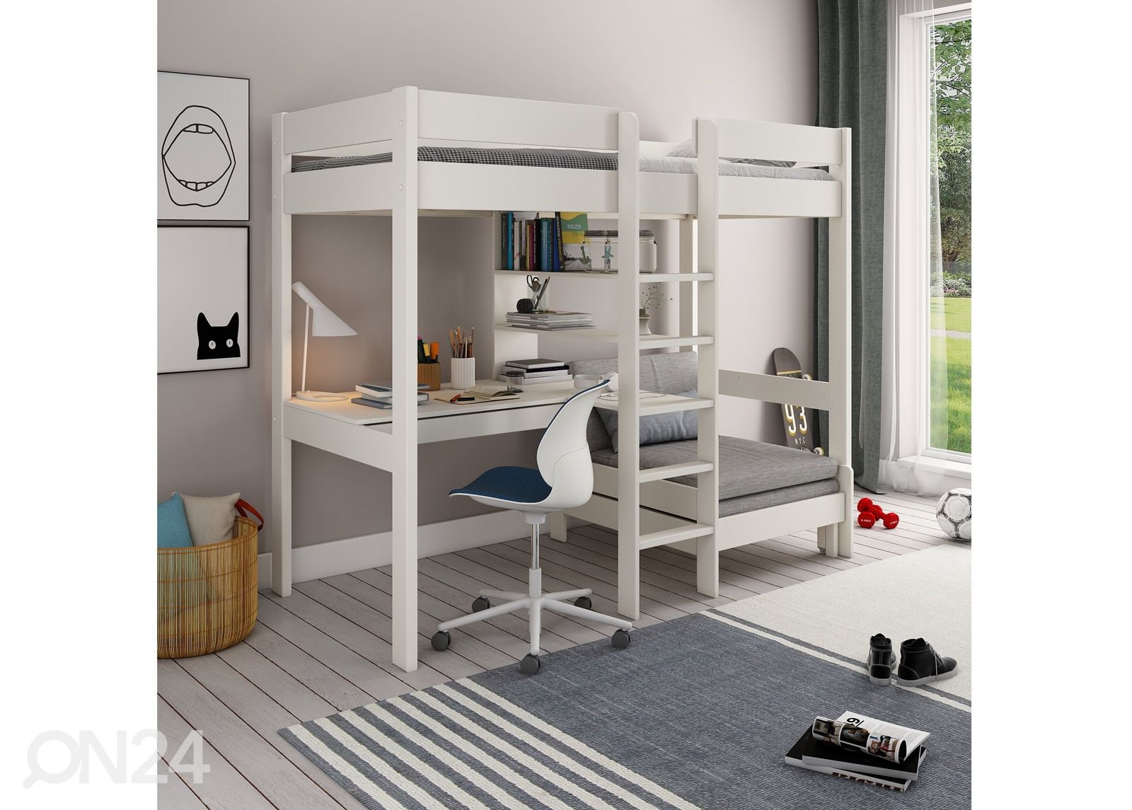 Täispuidust narivoodi komplekt 90x200 cm suurendatud