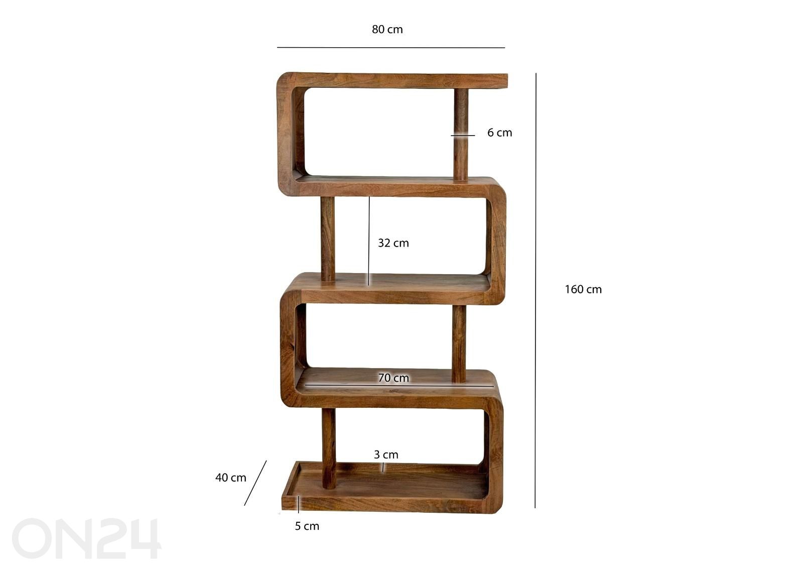 Täispuidust riiul 160 cm suurendatud mõõdud