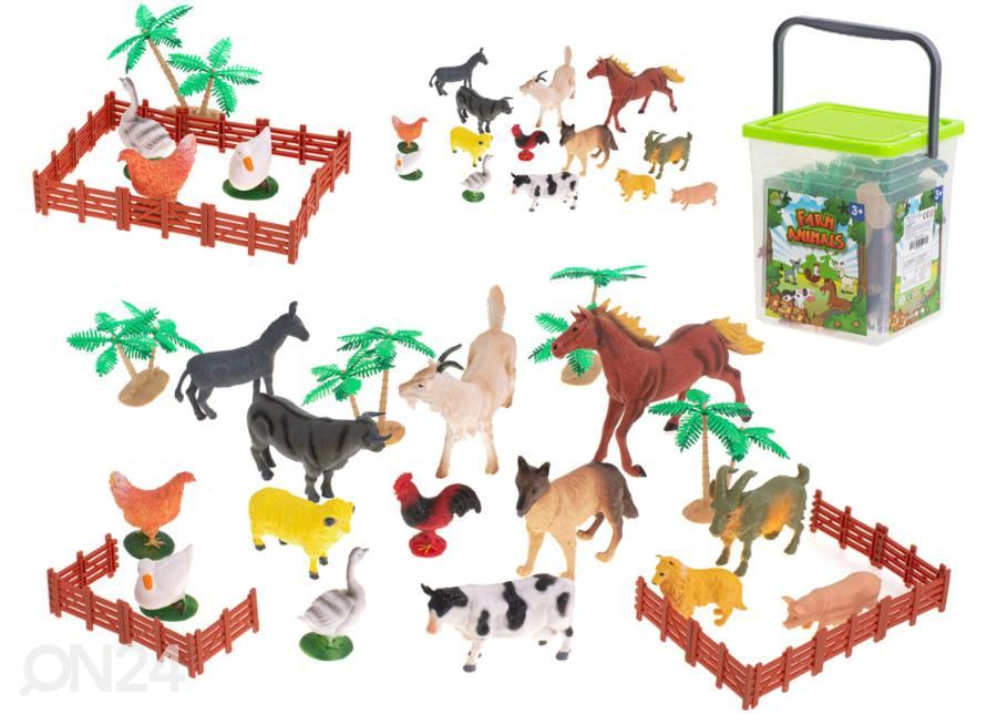 Taluloomade figuurid 14tk + tarvikud suurendatud