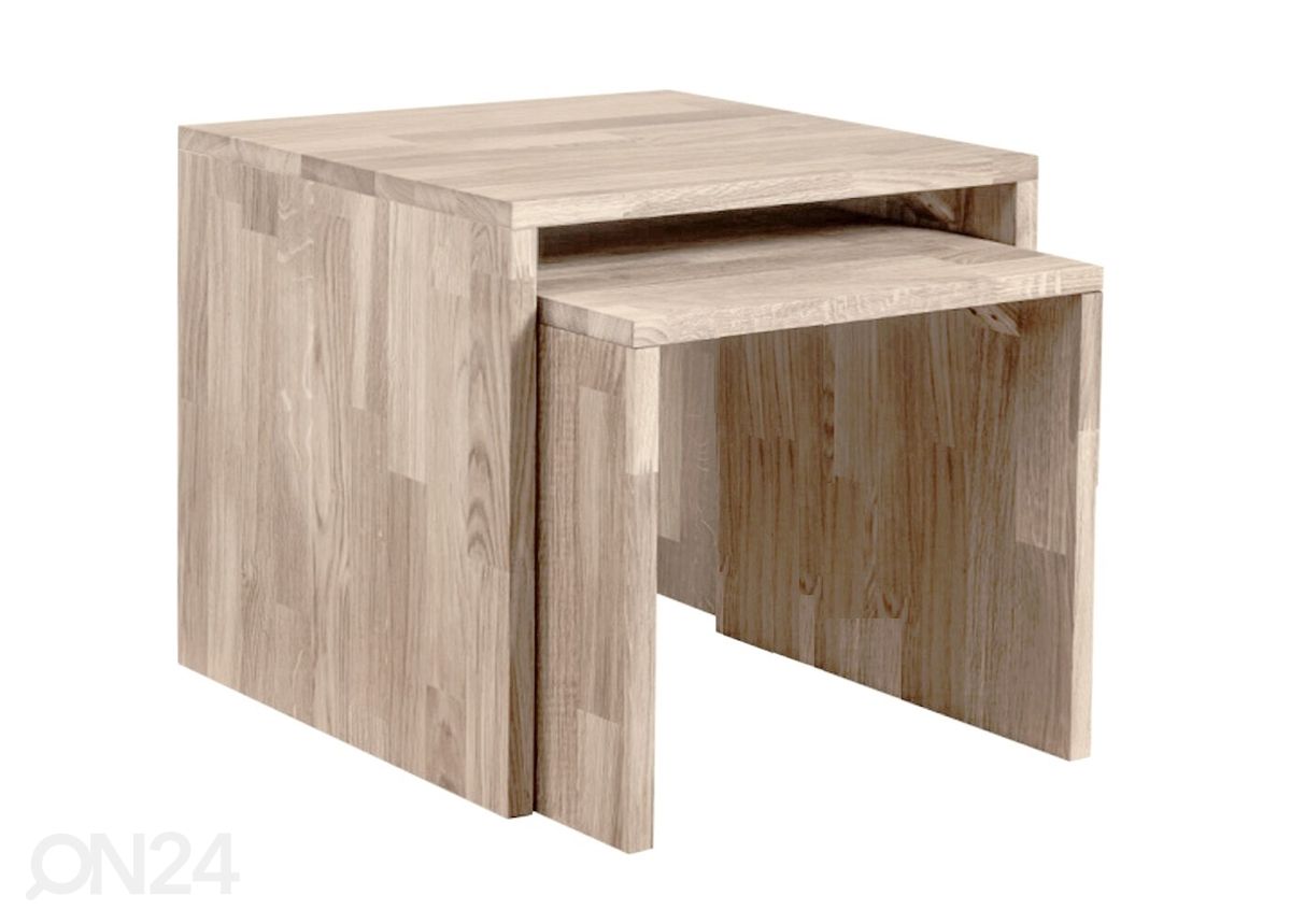 Tammepuidust diivanilaud Duo1, valge õli 45x45x45 cm suurendatud
