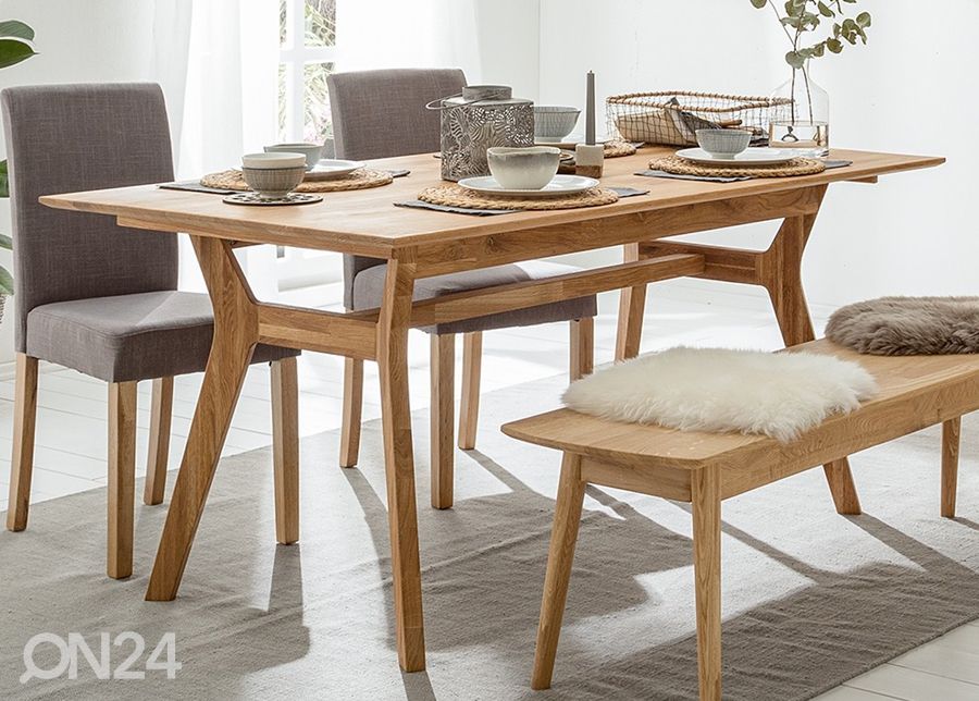 Tammepuidust pikendatav söögilaud Helsinki 170-210x90 cm suurendatud