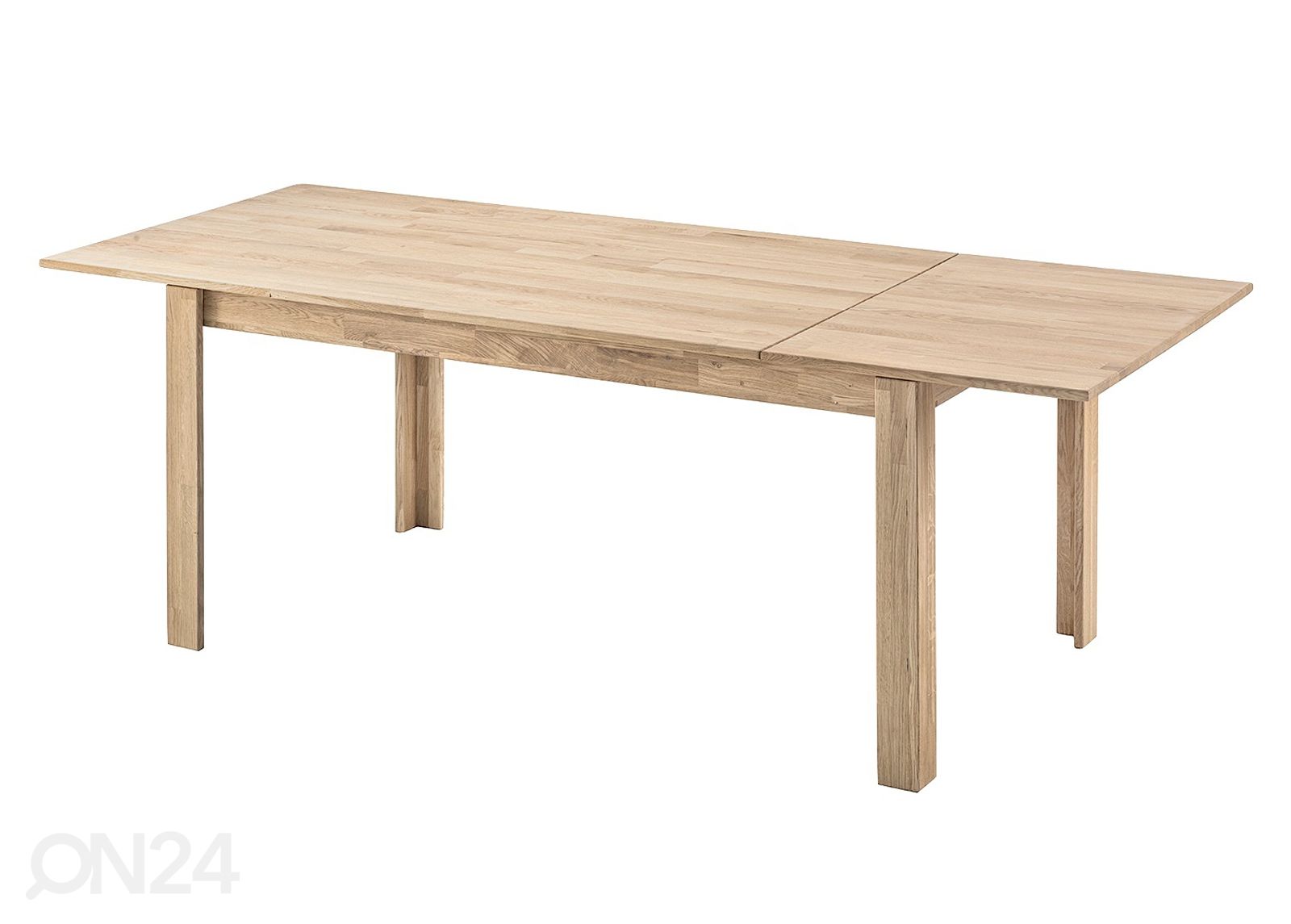 Tammepuidust pikendatav söögilaud Liina 2 160-220x90 cm, valge õli suurendatud