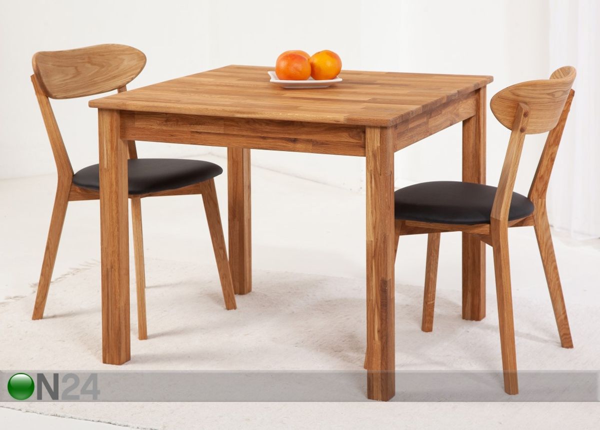 Tammepuidust söögitoakomplekt Lem 2 90x90 cm suurendatud