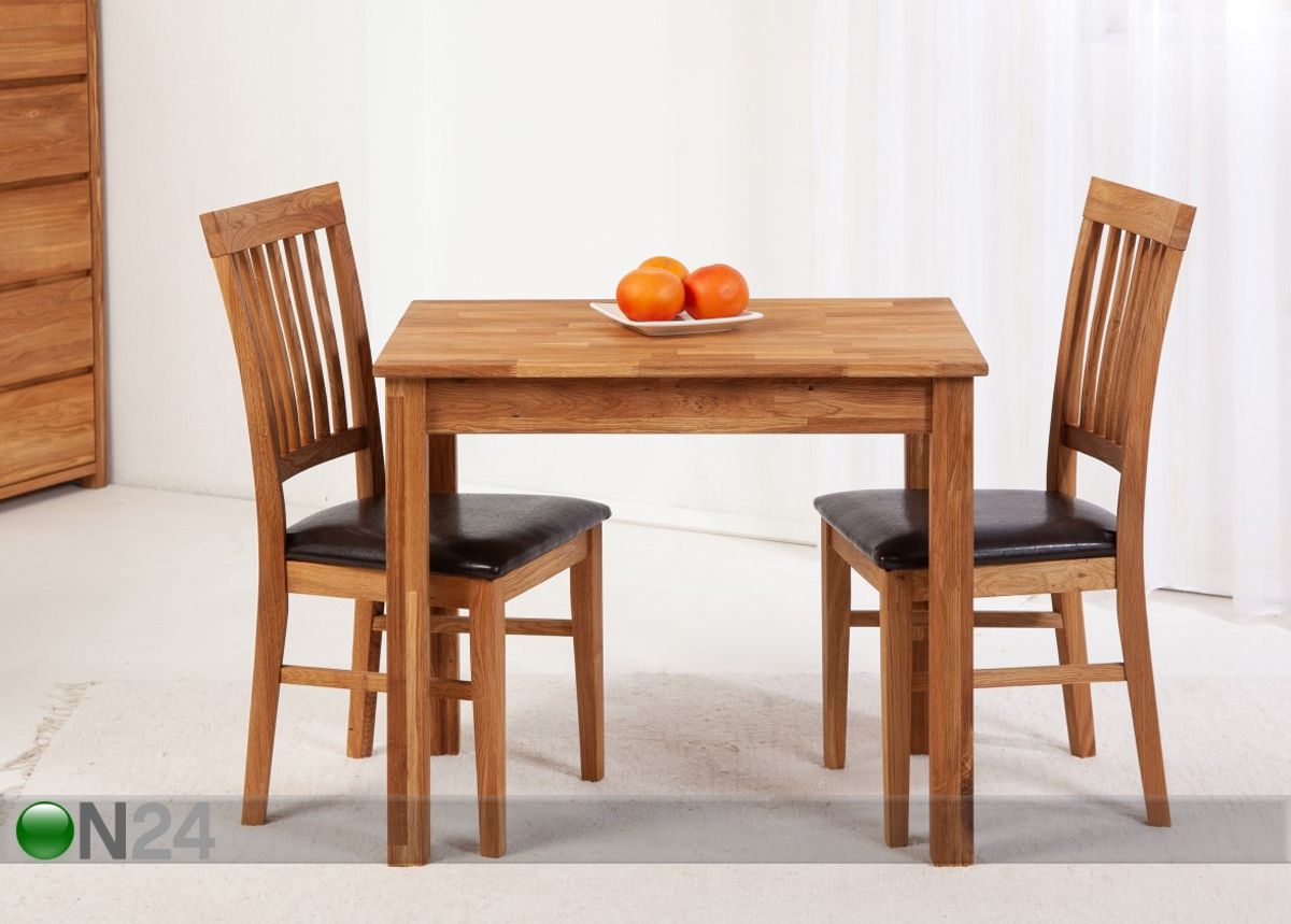 Tammepuidust söögitoakomplekt Len 14 90x65 cm suurendatud